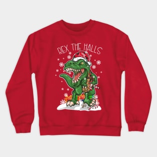 Christmas T Rex The Halls Dinosaur Merry XMAS Crewneck Sweatshirt